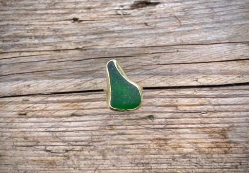 Anello vetrino marino - Verde, forma irregolare - taglia 15 - immagine 6